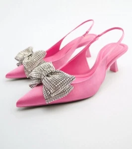 ZARA MID-HEEL SHOES WITH EMBELLISHED BOW PINK 35-42 REF.2244/910 - Picture 1 of 8