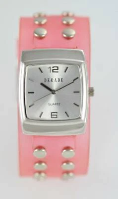 Decade Bianco Donna Acciaio Inox Argento Rosa Gomma Quarzo Batteria Orologio - Immagine 1 di 3
