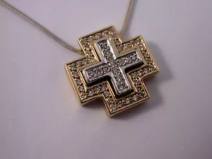 Christ Kreuz Anhänger mit Kette Brillanten Verwandlungsanhänger 585 Gold - Bild 1 von 7