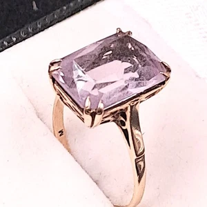 9 Carat Gold Amethyst Ring Vintage Statement Large Amethyst Hallmark 1970 Size O - Picture 1 of 10