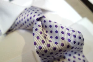 Cravatta cravatta in seta Dona Dona a righe viola a pois - Foto 1 di 2