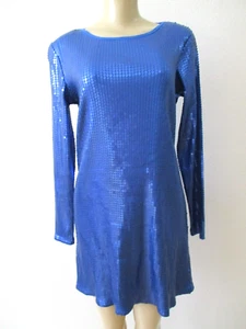DIANE GILMAN BLUE SEQUIN EMBELLISHED TUNIC TOP SIZE M - NWT - Picture 1 of 5