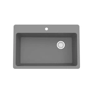 Winpro Drop-in Kitchen Sink 33"x22" Sound Dampening Granite Composite in Gray - Picture 1 of 2