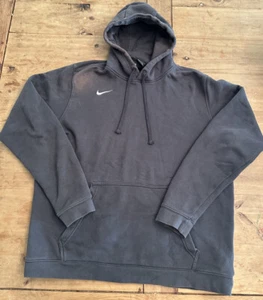 Vtg Nike Hoodie Sweatshirt Black Size Large Made In USA Distressed Sun Fade - Picture 1 of 6