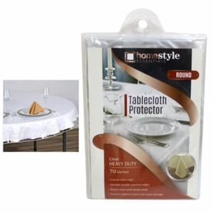 Crystal Clear Vinyl Tablecloth Protector 70" Round Plastic Table Cover fits: - Picture 1 of 1