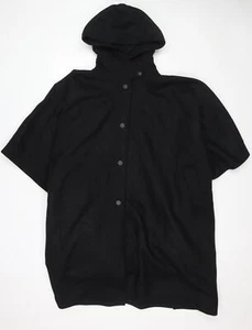 Zara Mens Black Pea Coat Poncho Size M Snap Pit to Pit 52'' - Picture 1 of 10