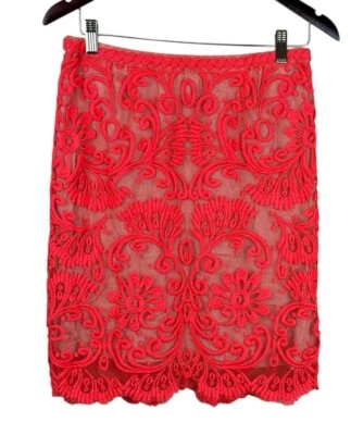 Saia Casual Baraschi Anthropologie Feminina Laranja 4 Forrada em Excelente Estado Usado - Imagem 1 de 4