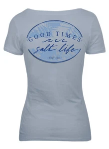 Salt Life Baby Blue "GOOD TIMES" S/L ROUND-NECK T-SHIRT WOMEN'S JUNIORS XL NWT - Picture 1 of 2