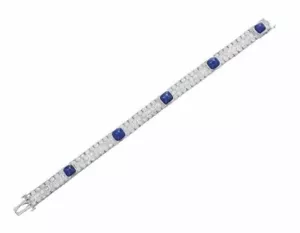 7tcw Sugarloaf Lab Sapphire Designer Bracelet 925 Fine Silver Statement Jewelry - Picture 1 of 3