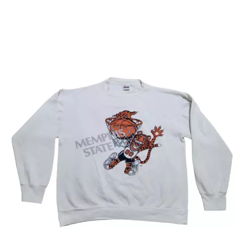 VTG Memphis State Tigers Long Sleeve Basketball Sweatshirt White Graphic Men XL Cover