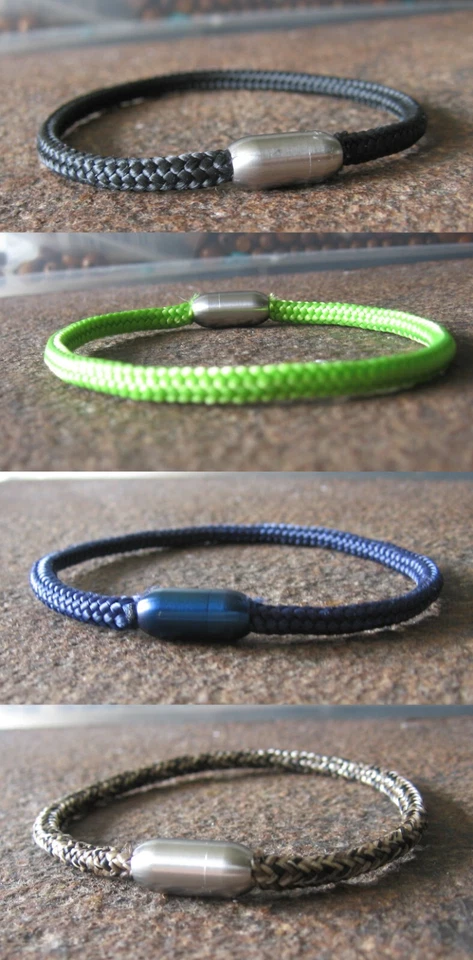 Lässiges Armband Segelseil Edelstahl Magnetverschluss Surferschmuck  Segeltau - Bild 1 von 1