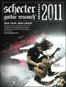 Papa Roach Jerry Horton Signature Schecter Gold Kolbenkopf Gitarre Werbedruck - Bild 1 von 3