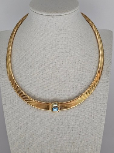 GIROCOLLO PENDENTE CHRISTIAN DIOR VINTAGE ANNI 80 ACQUA E STRASS TRASPARENTI