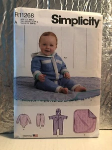 Simplicity Pattern #R11268 Baby BODYSUIT JUMPSUIT PANT BLANKET SZ XXS-L NEW - Picture 1 of 2