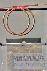 NORDSTROM THAI 925 rosévergoldet Ohrringe 40 mm 45 $ Neu ohne Etikett #257 - Bild 1 von 2