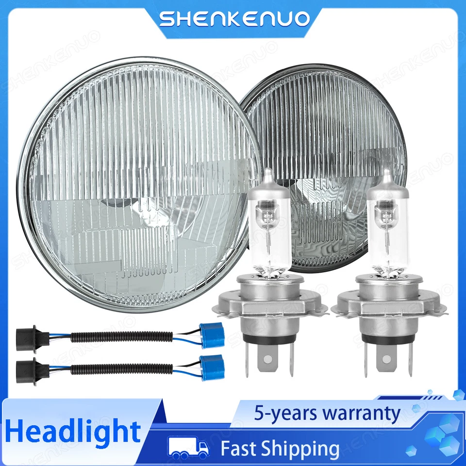 Faros halógenos redondos de vidrio de 7 pulgadas para furgoneta Chevrolet P10 P20 P30 haz alto-bajo Foto 1 de 4