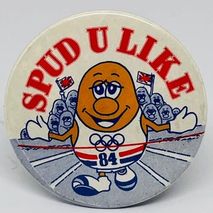 Spud U Like 1984 Olympic Games Pin Badge Jacket Potato Promo UK Great Britain - Picture 1 of 2