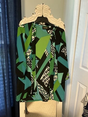 Women's Bob Mackie "Wearable Art" Open Front Lightweight Jacket Boho ~ Medium - Image 1 of 4