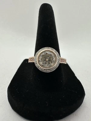 Anillo Joseph Esposito Plata Esterlina Rosa Vermeil Canario Circonita Acentos Foto 1 de 4