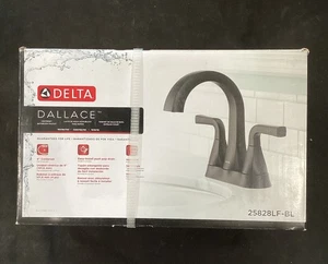 Delta Dallace Bathroom Faucet Centerset in Matte Black 25828LF-BL U6 - Picture 1 of 6