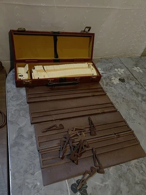 Vintage Rummy Cube Set with 4 Wooden Racks and Game Tiles Vintage - Image 1 of 4