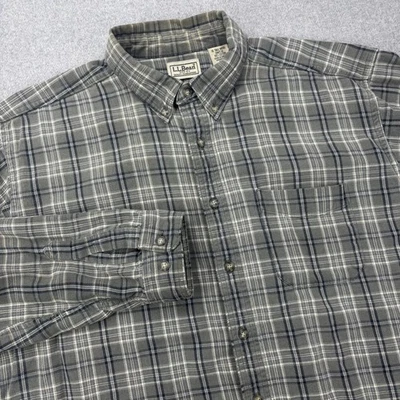Camisa De Colección Años 90 LL Bean Peso Pesado Para Hombres XLT Alta Verde A Cuadros Hecha en Canadá DEFECTUOSA Foto 1 de 4