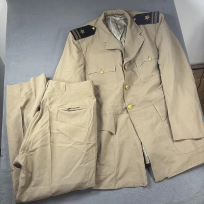 复古美国海军制服夹克外套男式卡其色服务礼服船旗 USNR 40s — 第 1/4 张图片