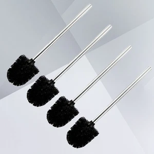 4 Stück Kunststoff WC-Bürsten schwarz mit Edelstahlgriff für Badezimmer - Bild 1 von 11