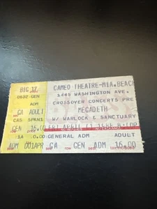 VINTAGE 1988 Megadeth Warlock Sanctuary TICKET STUB - Picture 1 of 2