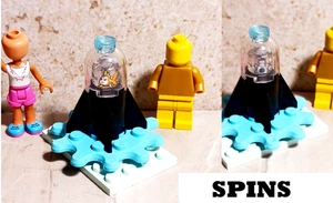 New LEGO Fish Tank AIRPLANE JET Stand Furniture Printed Castle Silver Dome SPINS - Picture 1 of 1