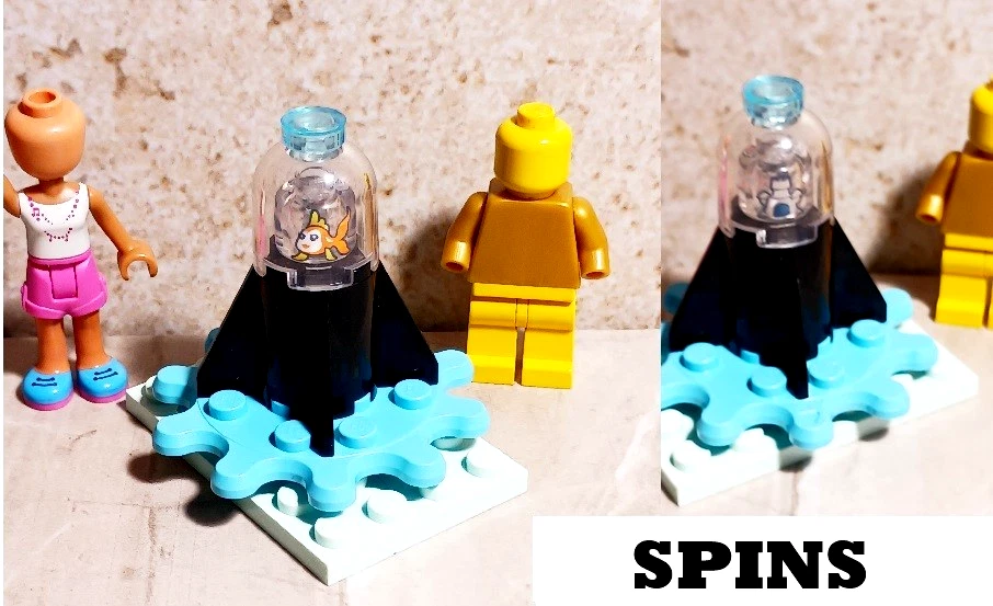 New LEGO Fish Tank AIRPLANE JET Stand Furniture Printed Castle Silver Dome SPINS - Image 1 of 1