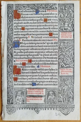 Pergament Stundenbuch Blatt Horae Gold Initialen Kerver Paris 1505 (A) - Image 1 of 2