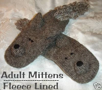 deLux ARDILLA en forma de MITTENS tejido FORRADO DE VELLÓN marioneta ADULTO gris animal Foto 1 de 4