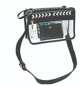 PurseN GameDay Bag #2 (Black)  Stadium Approved Clear Transparent Shoulder Bag - Picture 1 of 3