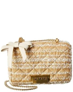 Zac Posen Shoulder-Bag Earthette Medium Gold Chain crossbody Turn-Lock Quilted - Picture 1 of 3