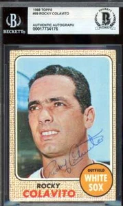 Rocky Colavito Beckett BAS Vintage Signed 1968 Topps Autograph - Picture 1 of 2