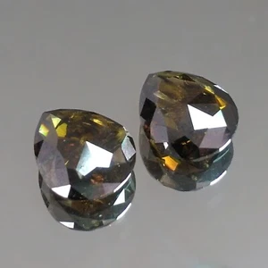 2.54cts Pair Pear Rose cut Fancy Brownish Champagne Natural Earth Mined Diamonds - Picture 1 of 4
