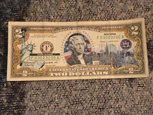 New York $2 Two Dollar Bill Colorized State Landmark - Picture 1 of 2