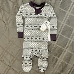 HONEST BABY CLOTHING 100% ORGANIC COTTON PAJAMA CHIC SNUG FIT FOOTED PJS 12m - Picture 1 of 5