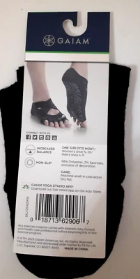 Gaiam Studio Grippy Yoga Socks All Grip No Slip Black One Size Fits Most NWT - Image 1 of 4
