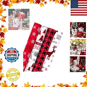 Durable Christmas Wrapping Paper with Gridlines - 25 Sq Ft per Roll - 4 Pack - Picture 1 of 9