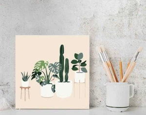 Paint By Numbers DIY Painting Kit POT PLANT Abstract Beginners 20 x 20 Framed AU - Picture 1 of 9