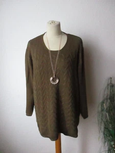 Olsen Damen Pullover Gr. 46 grün Zopfmuster vorne Rundhals langarm - Bild 1 von 9