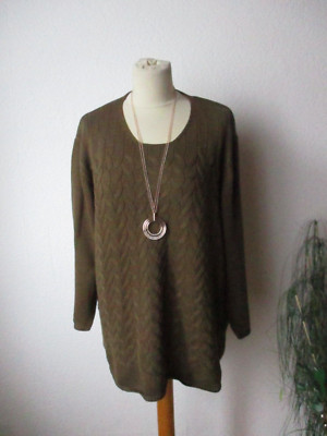Olsen Damen Pullover Gr. 46 grün Zopfmuster ...