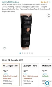 NEENCA Knie-Wegfahrsperre - XL, 3-Panel Kniebandage mit innenliegender Schwammpolsterung - Bild 1 von 6