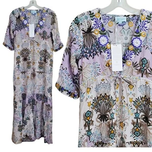 Taj by Sabrina Crippa Sz L Maxi Dress Embroidered Sequins Floral Tassels NEW - Picture 1 of 16