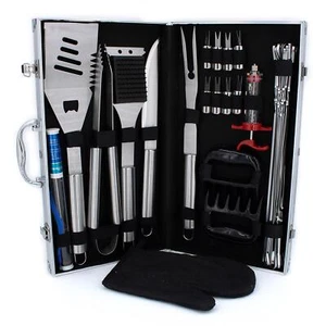 Juego de accesorios para barbacoa Kyto accesorios para barbacoa cubiertos para barbacoa set acero inoxidable 39 piezas con maleta - Imagen 1 de 16
