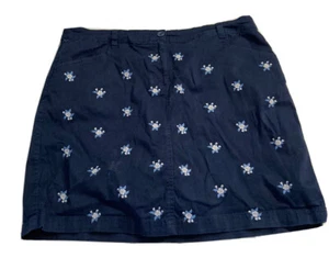 Women’s Karen Scott Skirt 14 Shorts Squort Flower Navy Blue Cotton 90s - Picture 1 of 10