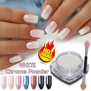 Weiß Chrom Pulver Matt Pigment Perle Nägel Nail Art Kristall Glänzend Dust M4 ⊿ - Bild 1 von 11