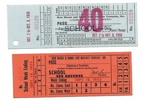 Boletos escolares de ferrocarril New Haven and Shore Line 1950 y 1953... sin usar - Imagen 1 de 2